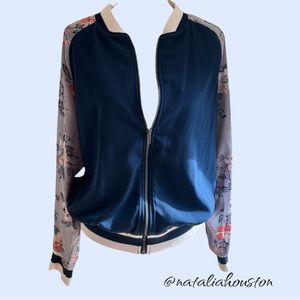 Xhilaration  Flower print vintage track  bomber jacket, size L ( Juniors)